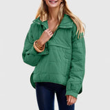 Fennara | Damen Steppjacke Oversize Pullover-Jacke – Grün