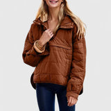 Fennara | Damen Steppjacke Oversize Pullover-Jacke – Dunkelbraun