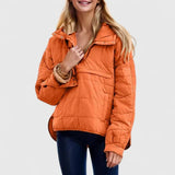 Fennara | Damen Steppjacke Oversize Pullover-Jacke – Orange