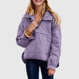 Fennara | Damen Steppjacke Oversize Pullover-Jacke – Lila