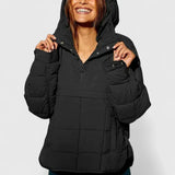 Fennara | Damen Steppjacke Oversize Pullover-Jacke – Schwarz