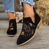 Fennrike | Damen Stiefeletten mit Stickerei – Schwarz