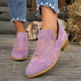 Fennrike | Damen Stiefeletten mit Stickerei – Lila
