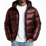 Fenrik | Herren Steppjacke mit Kapuze Winterjacke – Weinrot