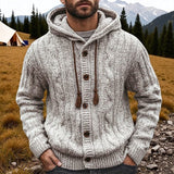 Fenwick | Herren Strickjacke mit Kapuze Zopfmuster – Grau