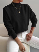 Fernanda | Damen Strickpullover Mock-Neck Weiß – Schwarz