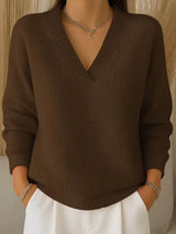 Alouina - Lässiger Waffelstrick-Pullover – Braun