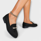 HANNAH | MOKASSINS AUS FLANELL – Schwarz