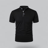 Fionn | Herren Poloshirt mit Stehkragen Kurzarm – Schwarz