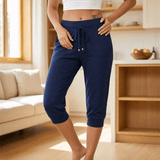 Fjelma | Damen Capri Jogginghose mit Tunnelzug – Marineblau