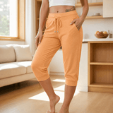 Fjelma | Damen Capri Jogginghose mit Tunnelzug – Aprikose