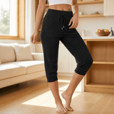 Fjelma | Damen Capri Jogginghose mit Tunnelzug – Schwarz