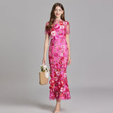 Florales Maxikleid Elegant – Rosa