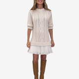 Rainne | Damen Strickkleid mit Zopfmuster, Mini – Aprikose