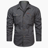 Freizeithemd Herren Langarm Casual – Dunkelgrau