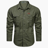 Freizeithemd Herren Langarm Casual – Militärgrün
