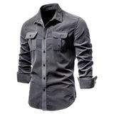Freizeithemd Kurzarm Herren Slim Fit – Dunkelgrau