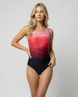 Damen Sport Einteiler Badeanzug – Schnell Trocknende Swimwear – Rot
