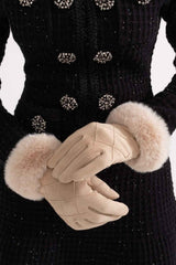 Gefütterte Handschuhe – Beige