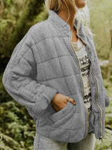 Gefütterter Oversize Mantel Damen – Hellgrau