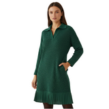 Geirþrúður | Damen Strickkleid mit Kragen – Grün