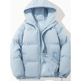 Geraldine | Damen Puffer Winterjacke mit Kapuze, Stehkragen und Reißverschluss – Blau