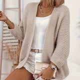 Gerdula | Damen Strickjacke Offene Front Cardigan – Khaki