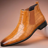 Gereon | Herren Chelsea Stiefelette Kroko-Look – Gelb
