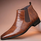 Gereon | Herren Chelsea Stiefelette Kroko-Look – Hellbraun