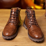 Gereon | Herren Stiefelette Schnürstiefel Schwarz – Brown