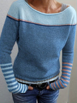 Gerhild | Damen Strickpullover mit Streifenmuster – Blau