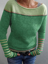Gerhild | Damen Strickpullover mit Streifenmuster – Grün