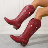 Gerlinde | Damen Kniehohe Westernstiefel Weitschaft – Rot
