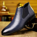 Germund | Herren Stiefelette Chelsea Boot Lederoptik – Blau