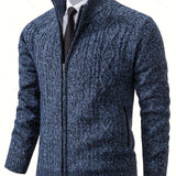 Gerold | Herren Strickjacke Reißverschluss Zopfmuster – Blau