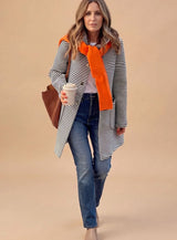 Johanna | Gestreifter Trenchcoat Damen Langarm mit Schal – Braun