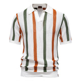 Gestreiftes Poloshirt Herren Kurzarm – Weiß