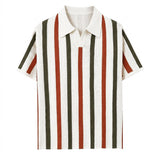 Gestreiftes Strick-Poloshirt für Herren – Weiß