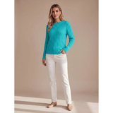 Giada | Damen Strickpullover mit Struktur und Komfort – Blaugrün