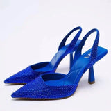 Glitzer Pumps Damen mit Strassbesatz – Blau