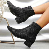 Glitzer Stiefeletten – Schwarz