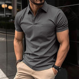 Richard | Herren Moderne Passform Taschen Polo-Shirt – Grau