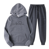 Edith | Damen Hoodie und Jogginghose-Set mit Herzschlagmotiv – Grau