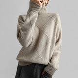 Susanne | Rollkragen Locker Geschnittener Pullover für Damen – Grau