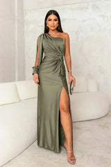 Sofia | Damen Maxikleid schulterfrei modern elegant – Grün