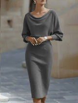 Bellisara - Drapiertes Midikleid – Grau