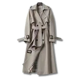 Amira | Damen Klassischer Trenchcoat mit Gürtel für den Winter – Grau