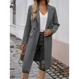Gundula | Damen Longcoat Langer Mantel Grau – Dunkelgrau