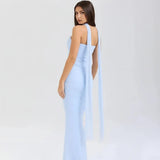 Hailey Kleid – Trägerloses Corsagen-Maxikleid mit Raffung – Hellblau