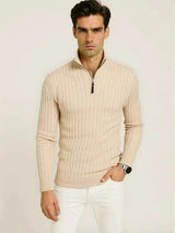 Halber Reißverschluss Strickpullover Herren – Aprikose